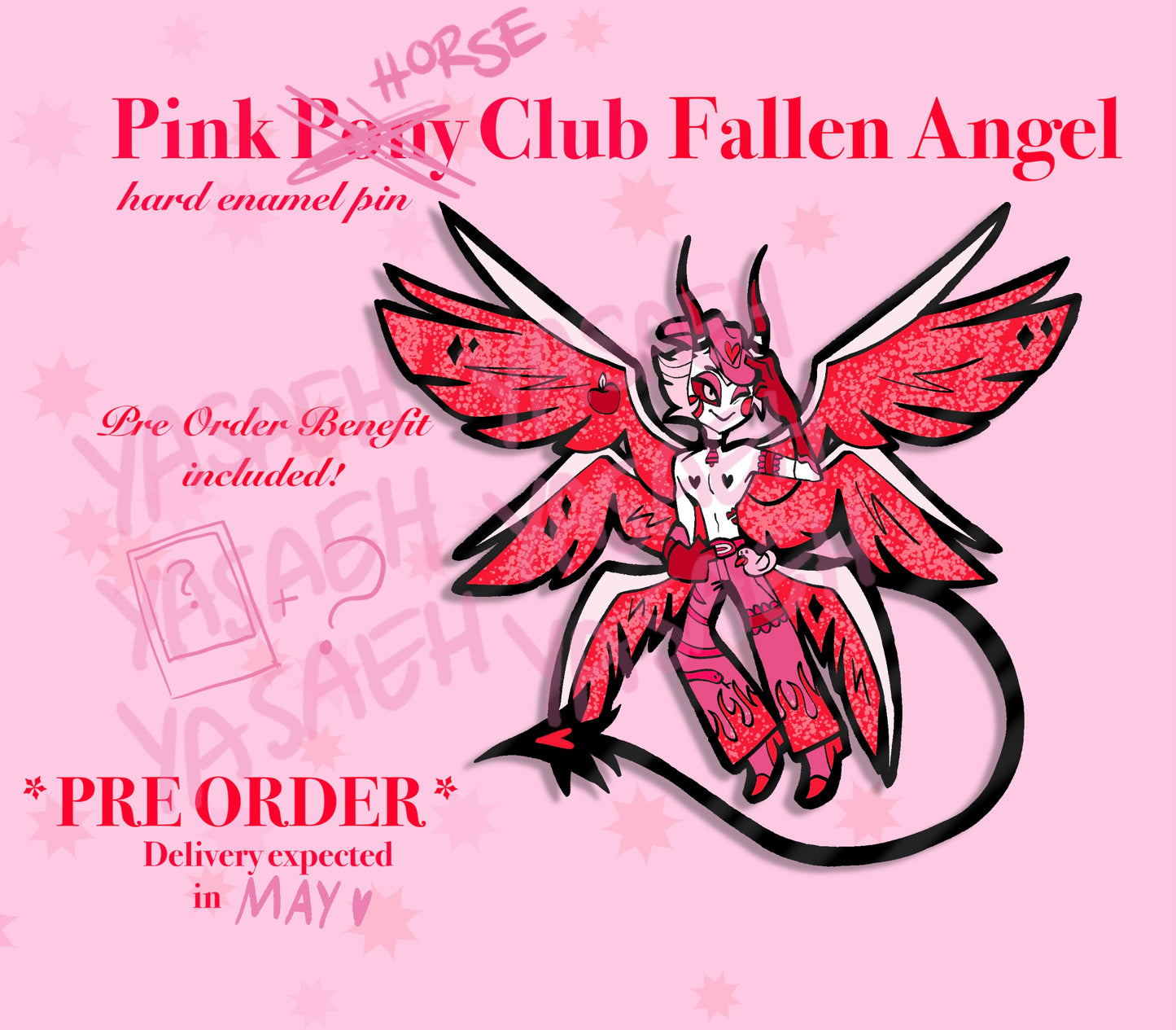 Pink Horse Club Fallen Angel Hard Enamel Pin PRE ORDER