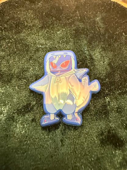 Small TV Shark Soft Enamel Pin