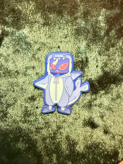 Small TV Shark Soft Enamel Pin