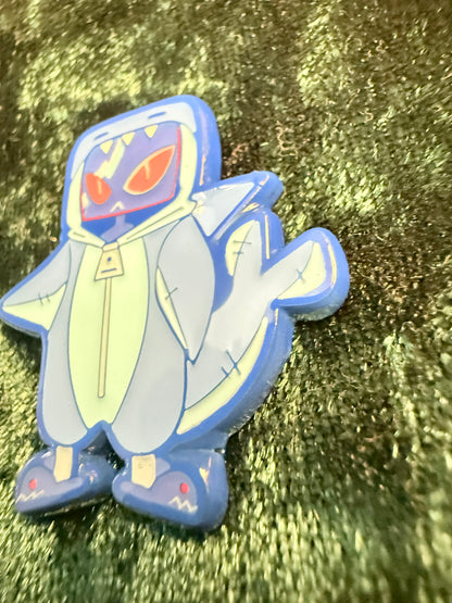 Small TV Shark Soft Enamel Pin