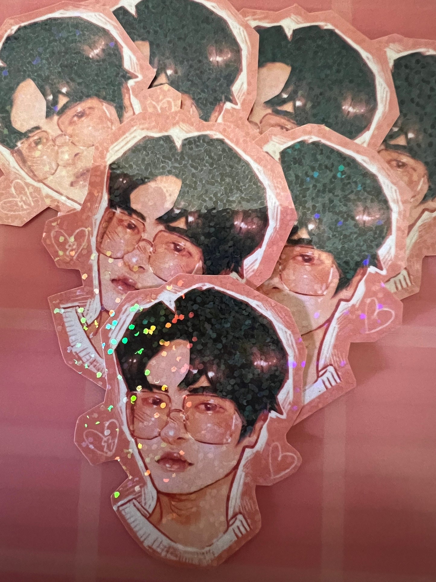 sticker ~ we know hearts holographic dots (hand-cut)