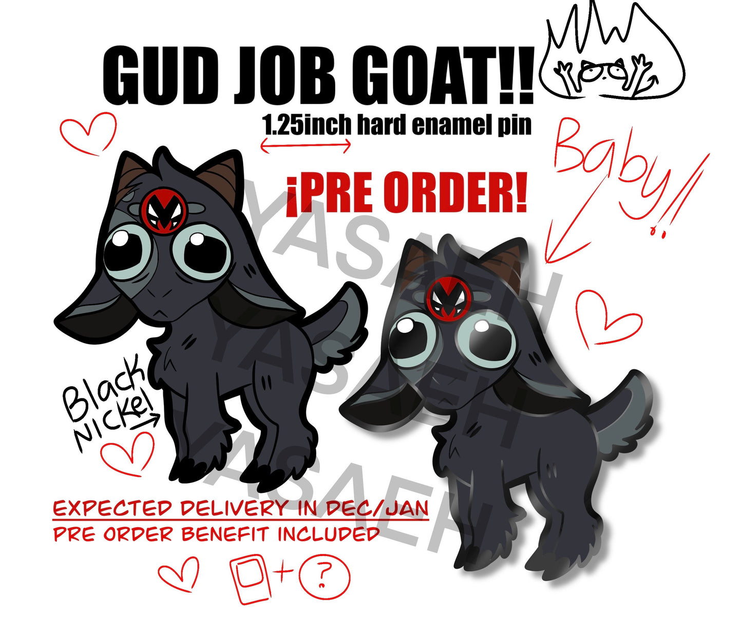 Gud Job Goat Hard Enamel Pin PRE ORDER